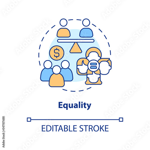 Equality concept icon. No discrimination. Element of inclusive growth index abstract idea thin line illustration. Isolated outline drawing. Editable stroke. Arial, Myriad Pro-Bold fonts used