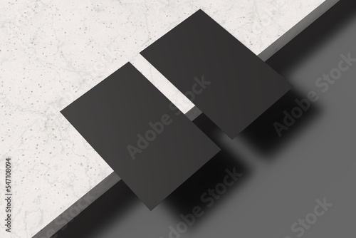 black business cards on marble. 3d render