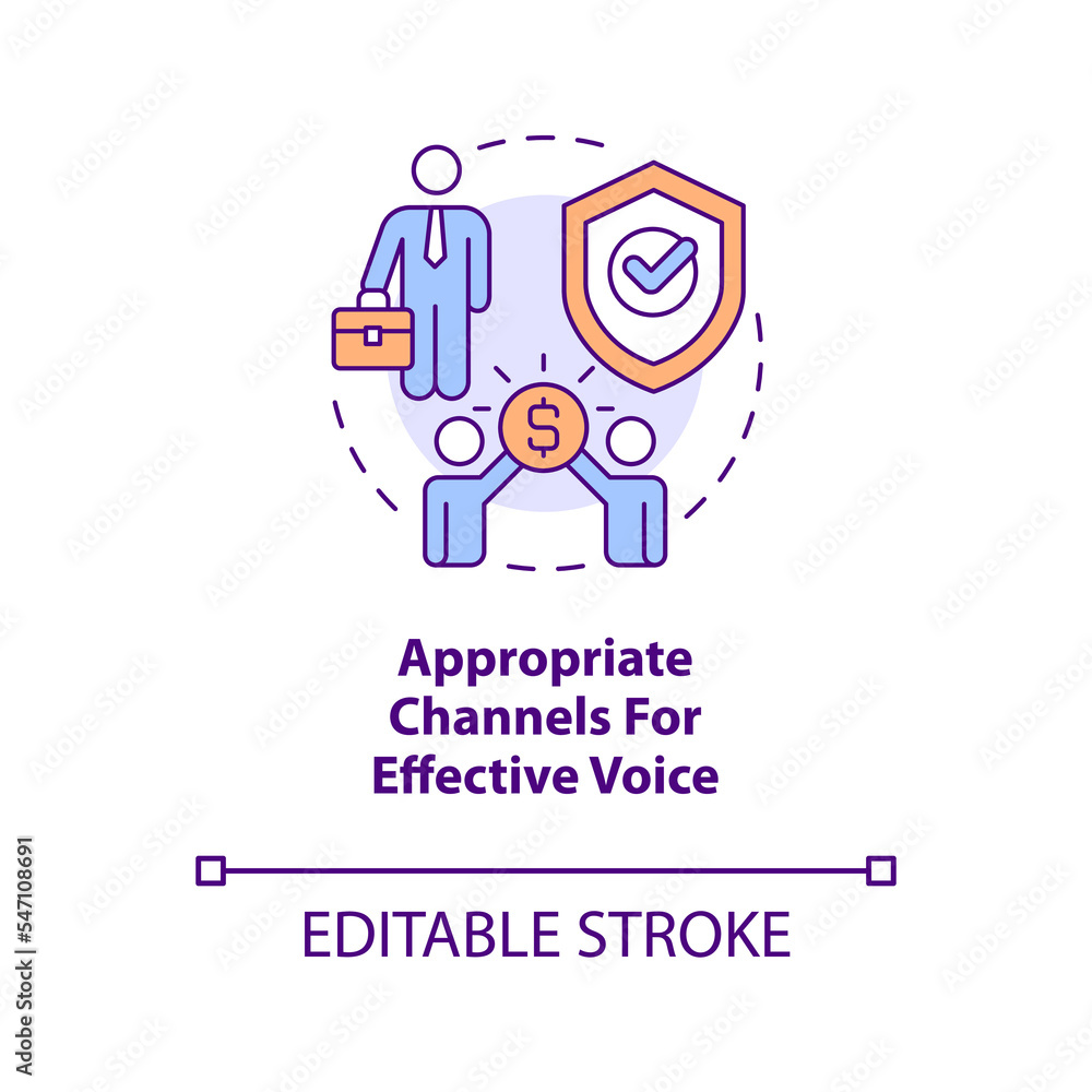 Appropriate channels for effective voice concept icon. Fair working practice abstract idea thin line illustration. Isolated outline drawing. Editable stroke. Arial, Myriad Pro-Bold fonts used