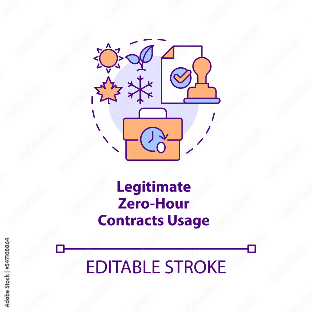 Legitimate zero hours contracts usage concept icon. Fair working practice abstract idea thin line illustration. Isolated outline drawing. Editable stroke. Arial, Myriad Pro-Bold fonts used Legitimate zero hours contracts usage concept icon. Fair working practice abstract idea thin line illustration. Isolated outline drawing. Editable stroke. Arial, Myriad Pro-Bold fonts used