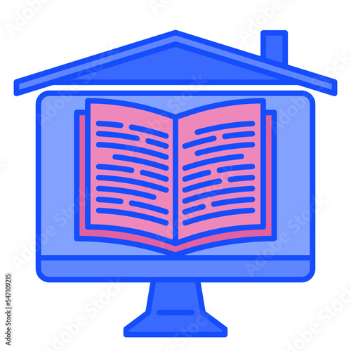 homeschooling blue line icon