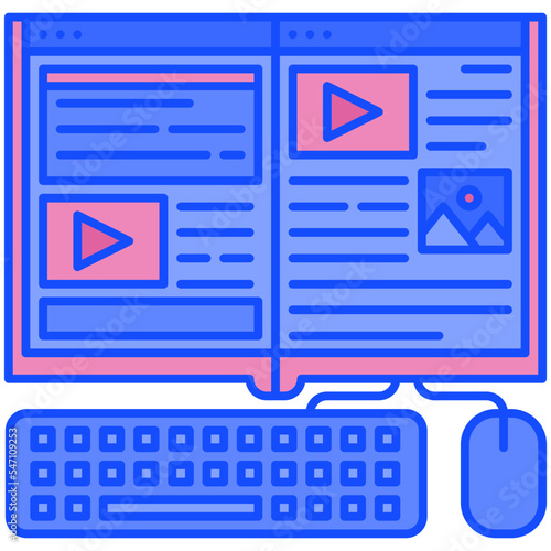 online lesson blue line icon