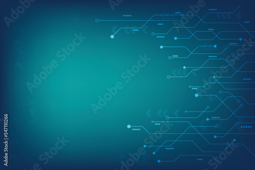 Blue social network background with space and neon light effect. futuristic technology concept and blank space for design.