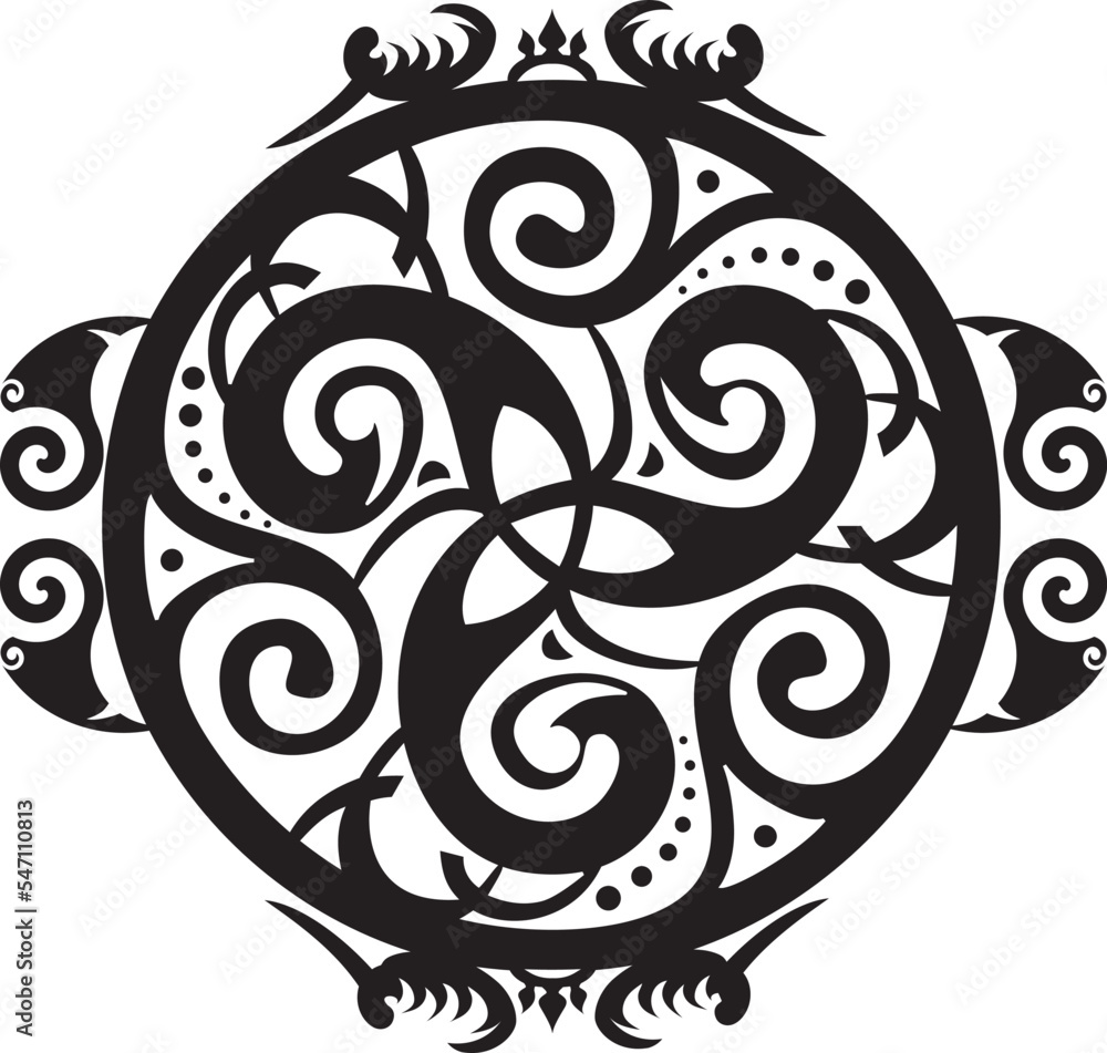 Symbole celtique - Nœud celtique et cercle du Triskelion - Trinité -  Géométrie sacrée - Énergie - Roue Stock Vector | Adobe Stock