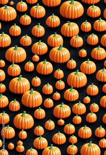 Creative seamless pattern with Halloween pumpkin. Minimal autumn and holiday concept, aesthetic vertical arrangement