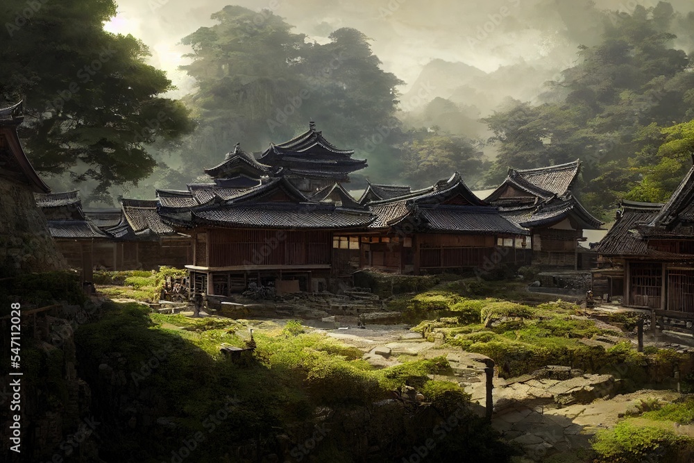 Ancient japanese village in the mountains