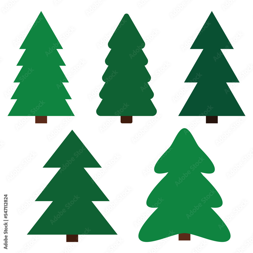 simple vector illustration with cartoon Christmas tree simple vector illustration with cartoon Christmas tree