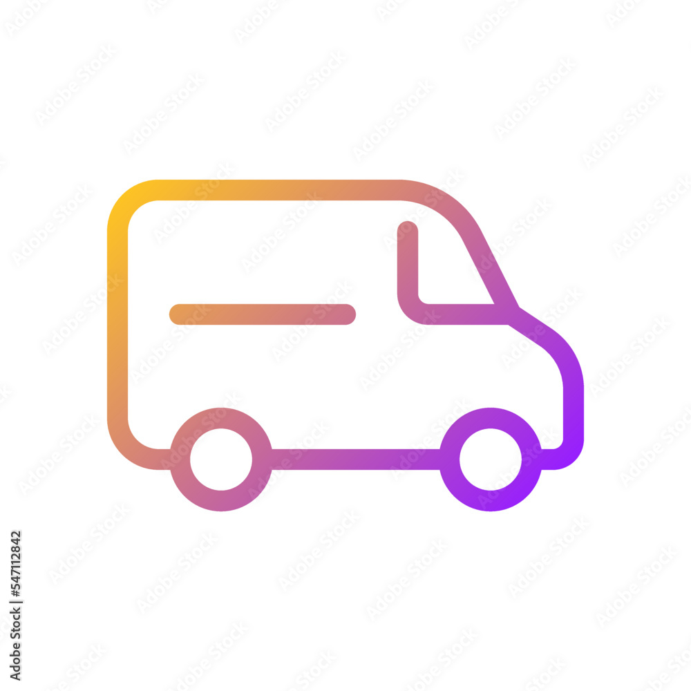 Van pixel perfect gradient linear ui icon. Small cargo automobile. Transportation service for customer. Line color user interface symbol. Modern style pictogram. Vector isolated outline illustration Van pixel perfect gradient linear ui icon. Small cargo automobile. Transportation service for customer. Line color user interface symbol. Modern style pictogram. Vector isolated outline illustration
