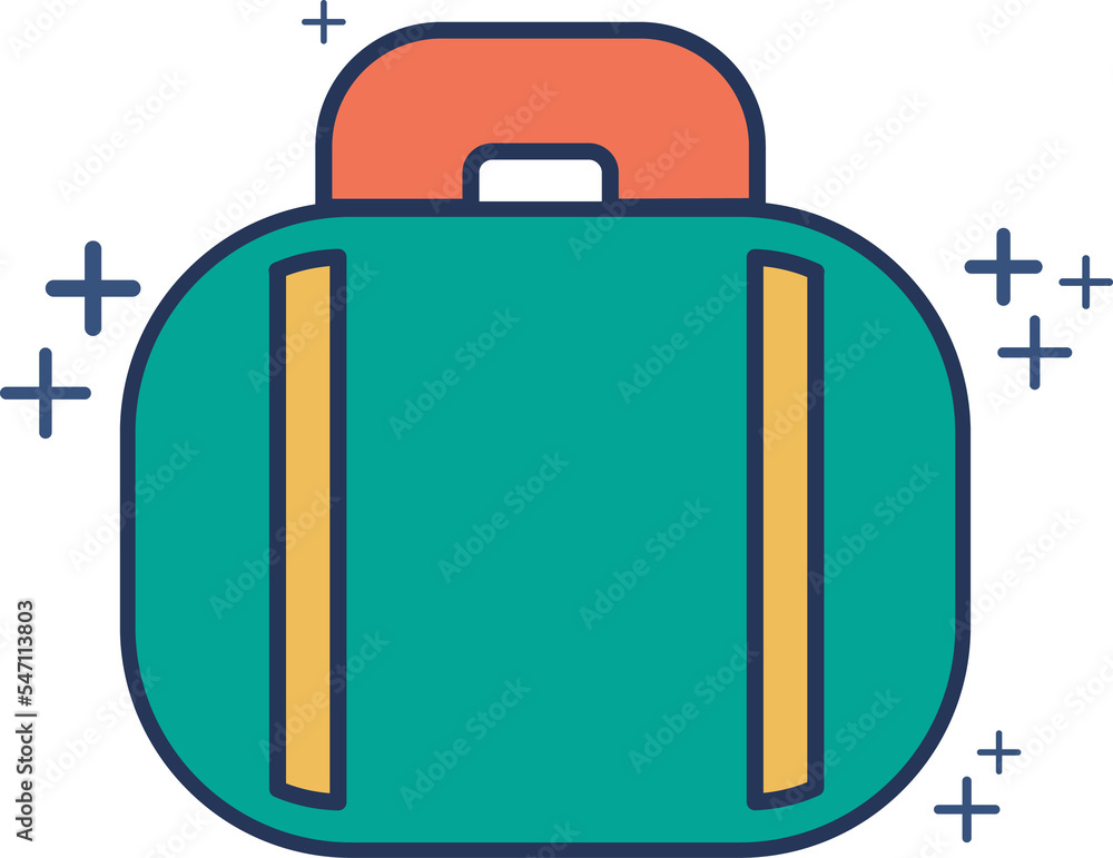 Travel luggage icon illustration glyph style design with color and plus sign. Travel luggage icon illustration glyph style design with color and plus sign.
