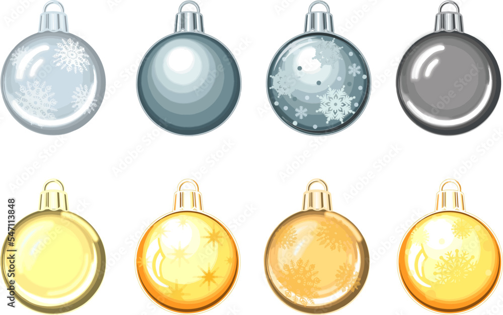 Golden and silver Christmas balls . Clipart ESP Vector illustration ...