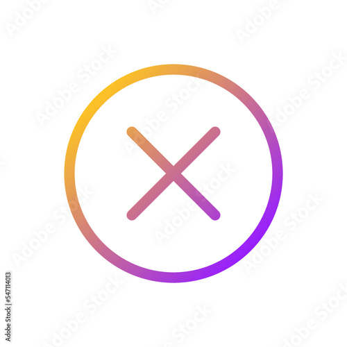 Cross in circle pixel perfect gradient linear ui icon. Cancel button. Customer choice on website. Line color user interface symbol. Modern style pictogram. Vector isolated outline illustration