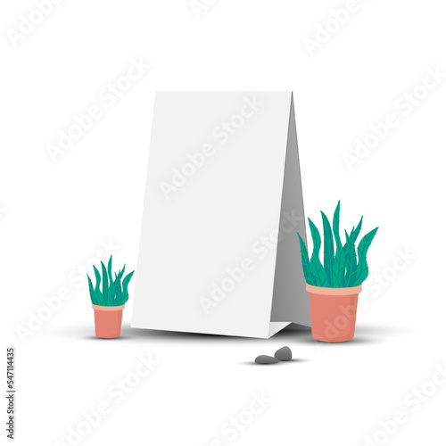 Blank promotion stand on a white background. Vector illustration. Advertising banner folded into a 3D style isolated white background