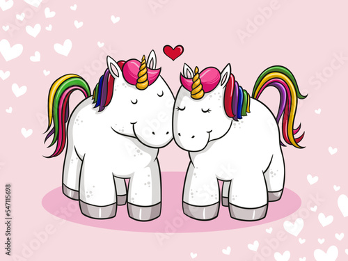 Liebende Comic Einhörner