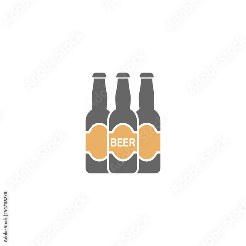 Set of beer bottles isolated on the white background.