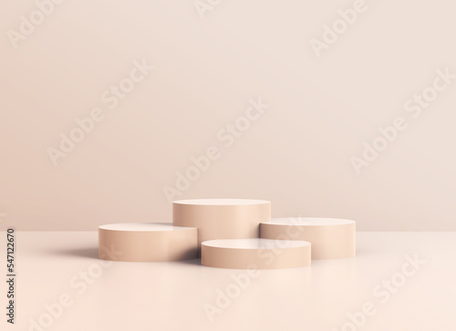 Pastel color geometric cylinder podium for promotion product display  Minimal scene with podium for products showcase  product presentation  cosmetic product show  stage pedestal 3D Rendering.