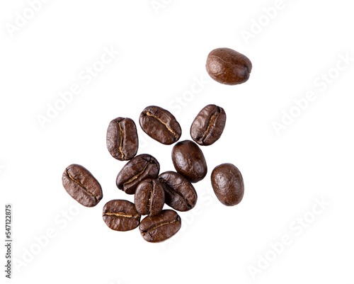Vászonkép Roasted coffee beans isolated on transparent png