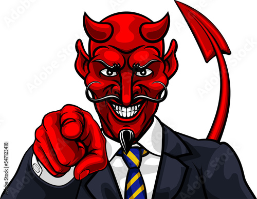 Valokuva Devil Evil Businessman in Suit Pointing