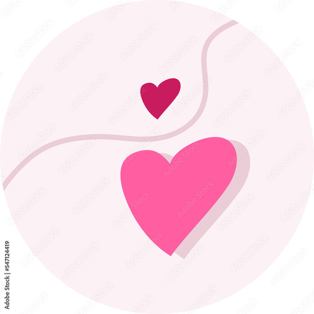Pink Circle with Red and Pink Hearts