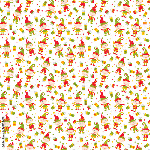 Pattern With Christmas Elves