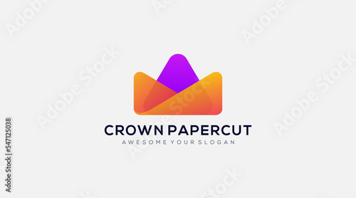 Free Download Crown paper cut Logo design Vector Template - GFXLoad
