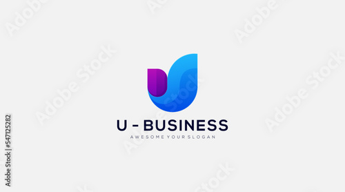 Finance logo design with U letter concept vector