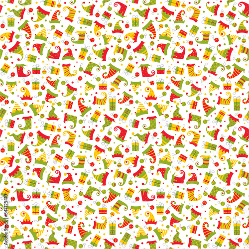 Christmas Pattern With Elf Clothes