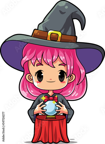 Chibi witch anime fortune telling