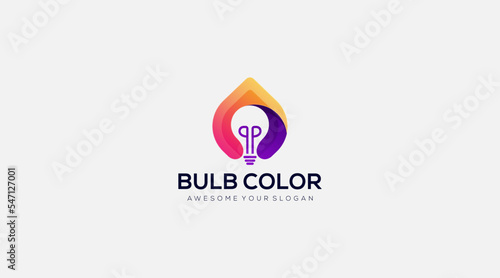 colorful bulb Idea logo design template with gradient vector