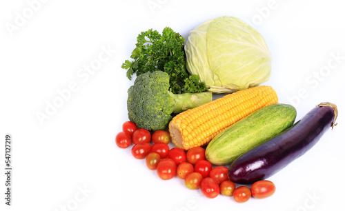 Healthy Food Fresh Vegetables on isolated white background.