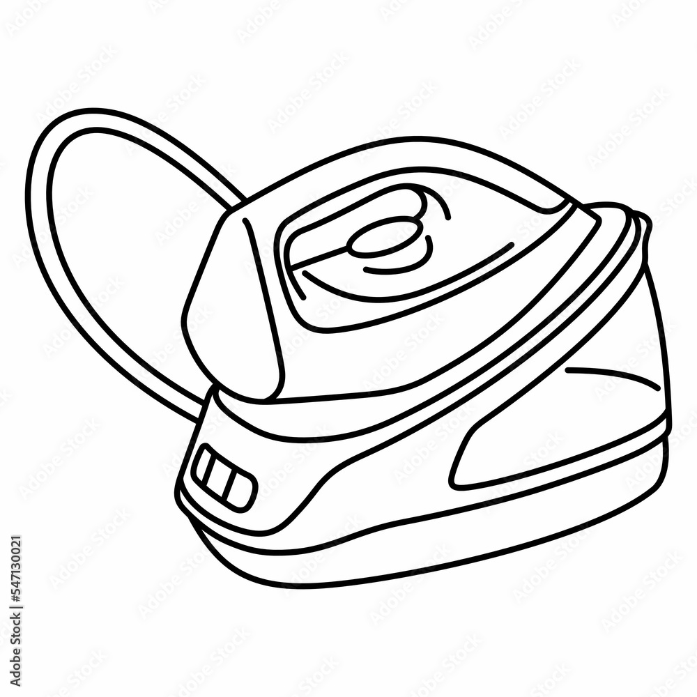 Steam iron station vector outline object Steam iron station vector outline object