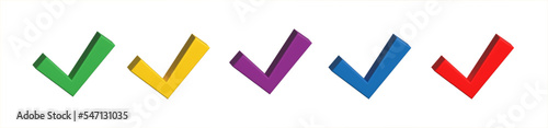 3D Check mark. Glossy positive tick signs . Symbols of acceptance.Check mark icon. Realistic tick vector symbols.