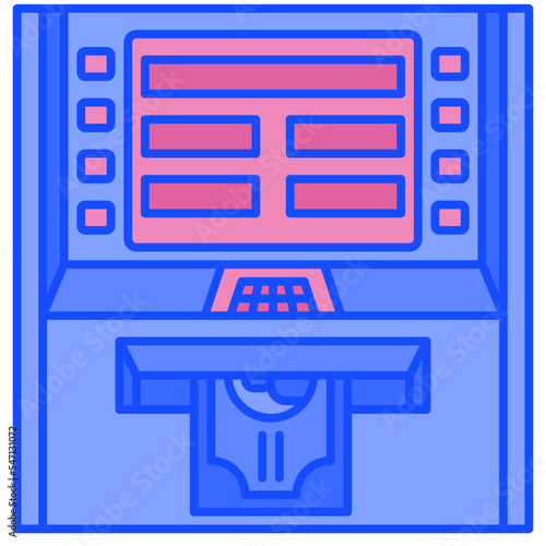 atm machine blue line icon
