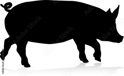 Pig Silhouette Farm Animal