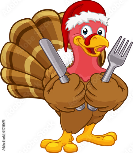 Turkey In Santa Hat Christm...