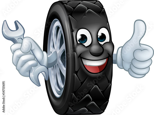 Tyre Cartoon Car Mechanic Service Mascot photo