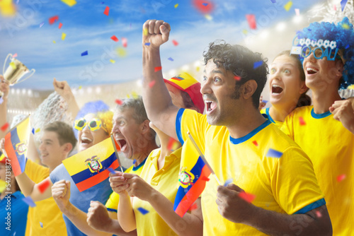 Print op canvas Ecuador football team supporter on stadium.