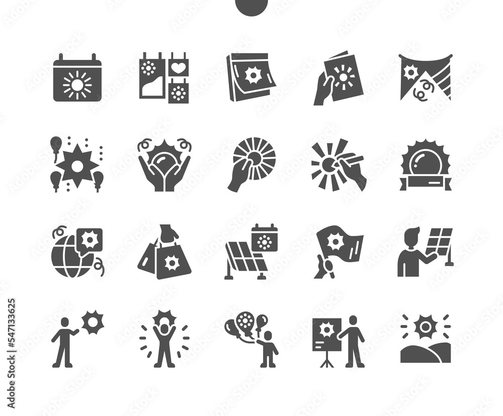 World Sun Day 3 May. Solar power. Calendar. Third of may. Holiday. Festive flag. Vector Solid Icons. Simple Pictogram World Sun Day 3 May. Solar power. Calendar. Third of may. Holiday. Festive flag. Vector Solid Icons. Simple Pictogram