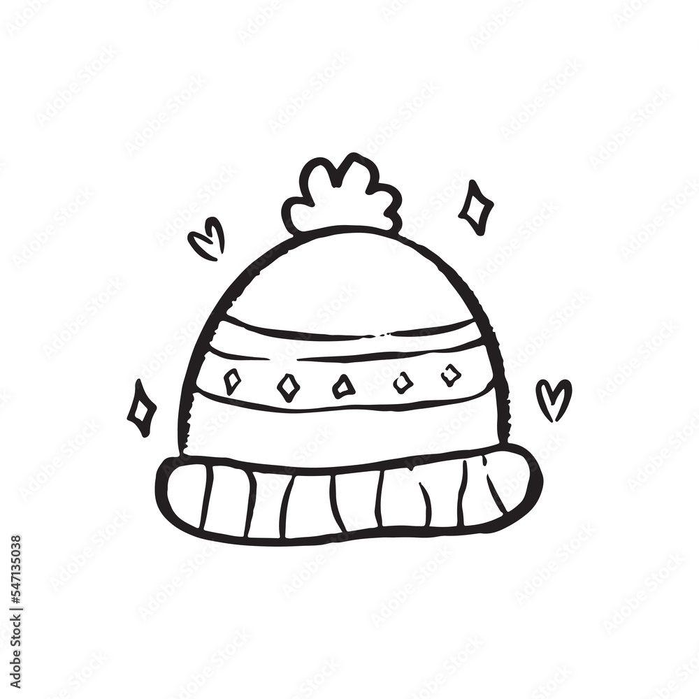 Fototapeta premium Vector Christmas Hat Illustration for Coloring Book