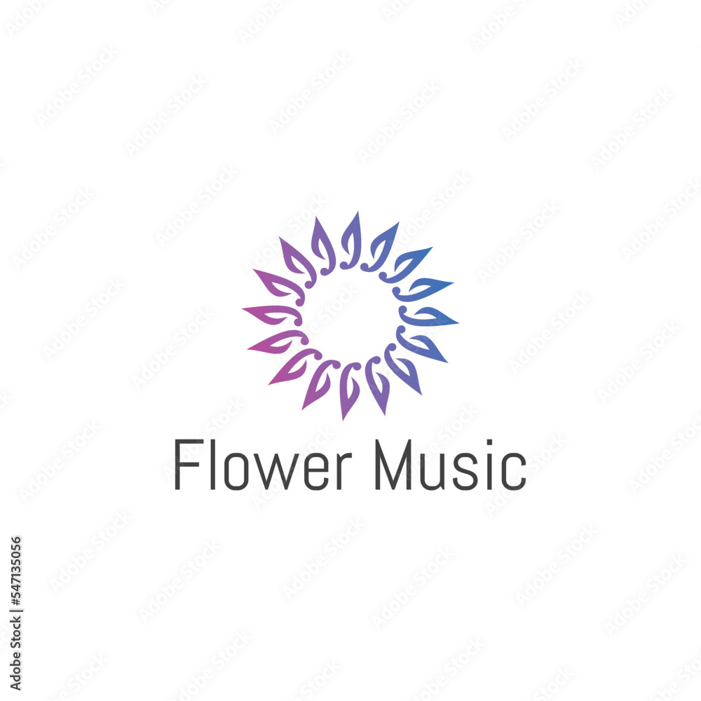 Flower music logo design template Flower music logo design template