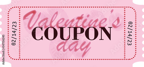 Valentine's day ticket coupon valentine's day decorations pink red kiss winter online commerce online store event invitation valentines day 2024