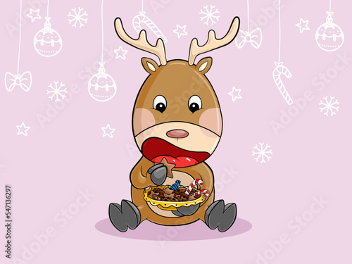 Naschendes Weihnachts Rentier Comic