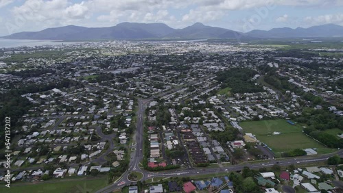 Manoora and Mooroobool Suburb With Rugby League Playing Field In Cairns, QLD, Australia. - aerial photo