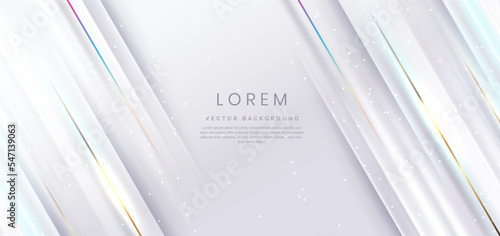 Abstract elegant white background with golden line and lighting effect sparkle. Luxury template design.