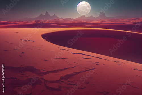 moon in the desert digital art illustration