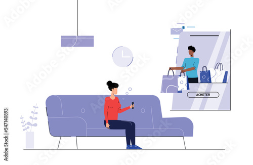 Business on line. A sales representative is selling his products on the internet.