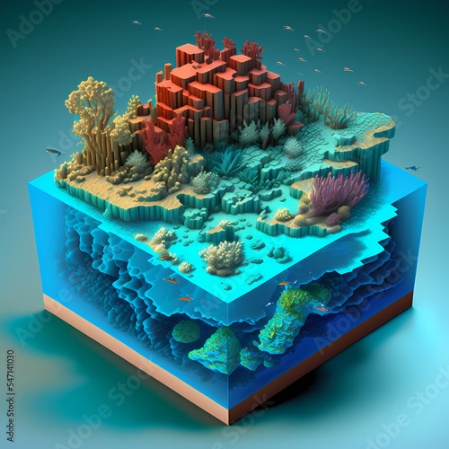 Great Barrier Reef, Australia: 3D Isometric Famous World Landmarks