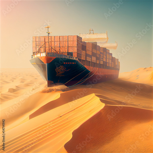 Cargo ship in the dessert