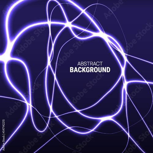 Vector abstract background with glowing wave swirls in motion. The concept of the movement of neon curves and spirals. Techno design.