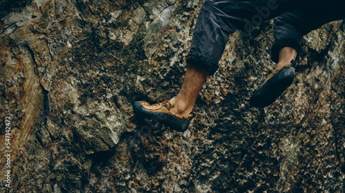 climbers feet while bouldering