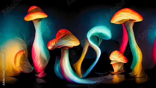 Psilocybin mushrooms, illustration photo